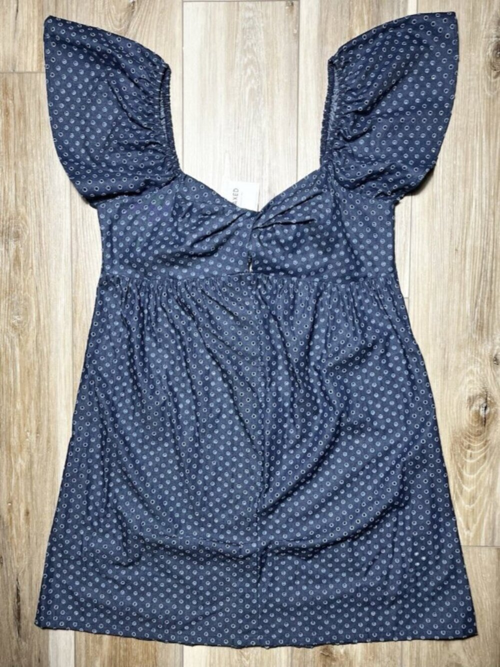 NWT LA Relaxed Young Eyelet Chambray Blue Sundress - Women Size Large